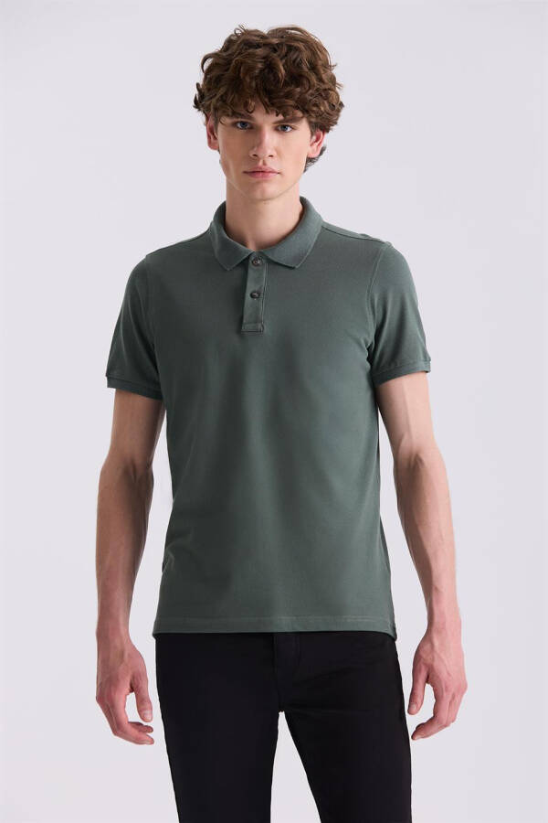 Haki Slim Fit Polo Yaka T-Shirt - 1