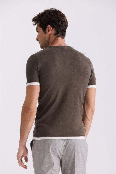 Haki Slim Fit Triko Bisiklet Yaka T-Shirt - 4