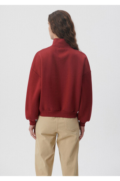 Half Zip Burgundy Sweatshirt 1611960-85465 - 4