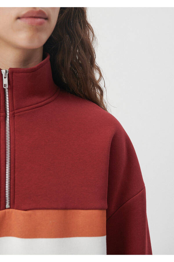 Half Zip Burgundy Sweatshirt 1611960-85465 - 5