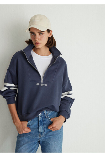 Half Zip Navy Sweatshirt 1S10171-70487 - 8