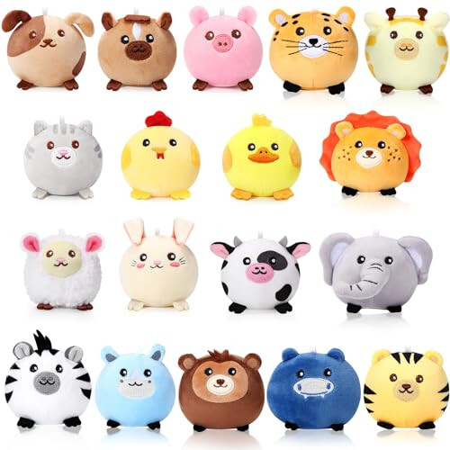 Halloscume 18 Pcs Mini Stuffed Animals Bulk 3.15 Inch Small Plush Forest Farm Jungle Animal Toys Keychains Set for Birthday Gifts Easter Egg Fillers Basket Stuffers School Prizes Pinata Party Favors - 31