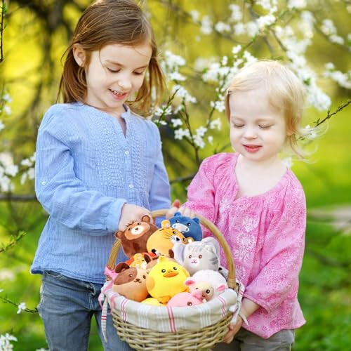 Halloscume 18 Pcs Mini Stuffed Animals Bulk 3.15 Inch Small Plush Forest Farm Jungle Animal Toys Keychains Set for Birthday Gifts Easter Egg Fillers Basket Stuffers School Prizes Pinata Party Favors - 35