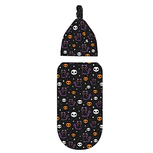 Halloween Bat Cat Baby Stuff Swaddle Blankets Baby Wrap Baby Newborn Receiving Blanket Soft Sleep Sacks Stretchy with Hat Set Gift for Infant Boy Girl Baby Shower Swaddle me 0-3 Month （1-9） - 44