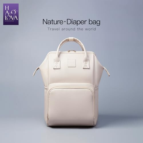 HaloVa Diaper Bag, Leather Backpack Eco-Friendly Leather Daddy Mommy Baby Bag with 24L Capacity & Multiple Pockets - 6