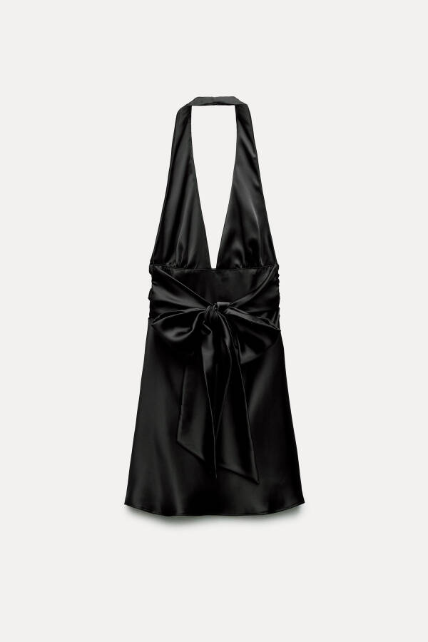 HALTER NECK SATIN DRESS Black - 11