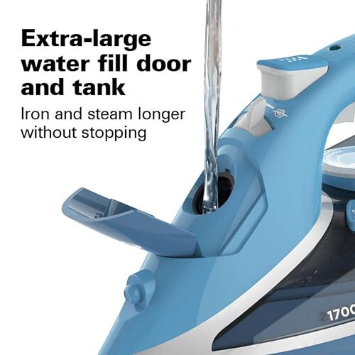 Hamilton Beach Steam Iron for Clothes & Garment Steamer with Durable Stainless Steel Soleplate, 1700 Watts for Ultra-Fast Heat, 8’ Retractable Cord, Auto Shutoff, 350 ml Water Tank, Blue (14216) - 5