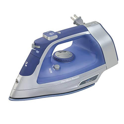 Hamilton Beach Steam Iron & Vertical Steamer for Clothes with Scratch-Resistant Durathon Soleplate, 3-Way Auto Shutoff, Anti-Drip, 8' Ret retractable Cord, 1500 Watts, Blue - 1