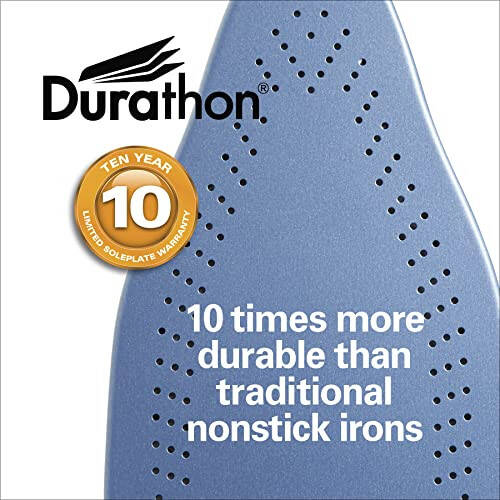 Hamilton Beach Steam Iron & Vertical Steamer for Clothes with Scratch-Resistant Durathon Soleplate, 3-Way Auto Shutoff, Anti-Drip, Digital Temp. Control, 8’ Ret retractable Cord, 1700W, Silver - 2