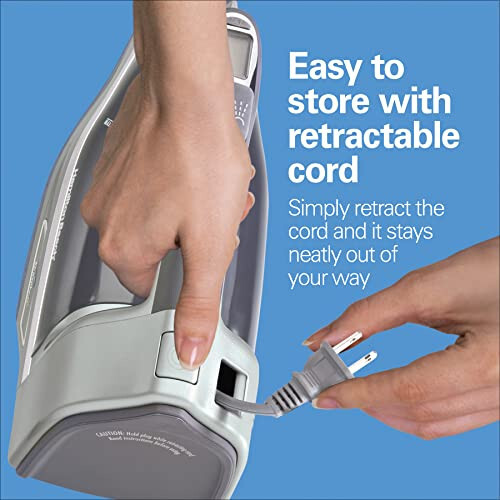 Hamilton Beach Steam Iron & Vertical Steamer for Clothes with Scratch-Resistant Durathon Soleplate, 3-Way Auto Shutoff, Anti-Drip, Digital Temp. Control, 8’ Ret retractable Cord, 1700W, Silver - 4