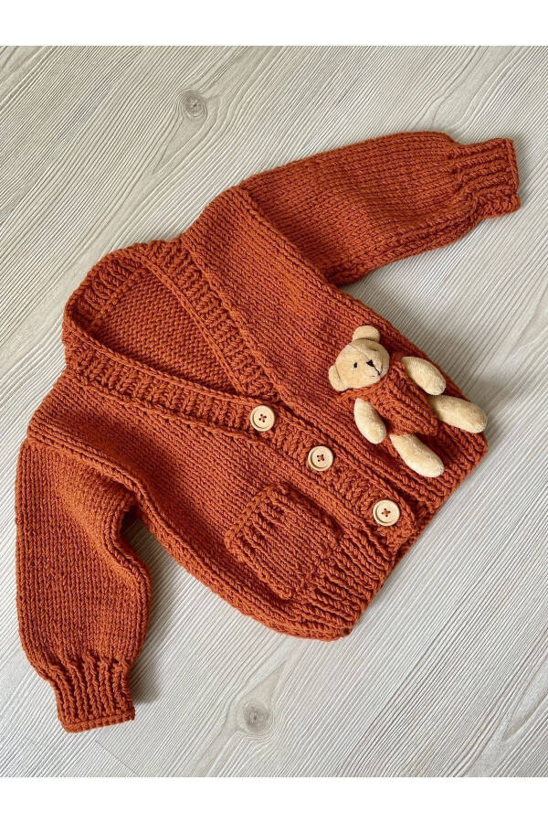 Hand-Knitted Baby Cardigan with Toy - 3