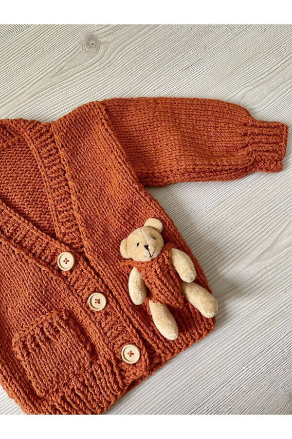 Hand-Knitted Baby Cardigan with Toy - 4