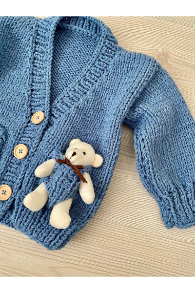 Hand-Knitted Baby Cardigan with Toy - 1