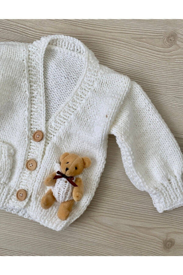 Hand-Knitted Baby Cardigan with Toy - 2