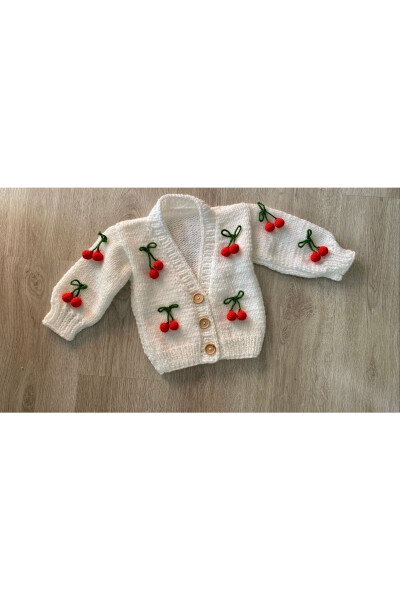 Hand-Knitted Cherry Baby Cardigan - 2