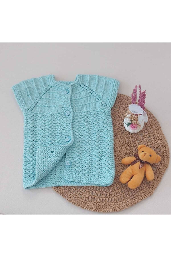 Hand knitted cotton vest for your newborn baby. Buttoned, 0-12 months. - 1