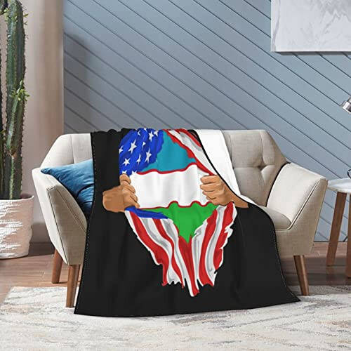 Hand Tear Flag of Uzbekistan Throw Blanket 80