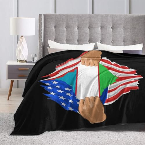 Hand Tear Flag of Uzbekistan Throw Blanket for Couch Bed Sofa Soft Comfortable Blanket 60