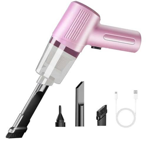 Handheld Car Vacuum Cleaner, Portable Cordless Car Vacuum, Rechargeable Compressed Air Duster, Strong, Low Noise, Long Lasting Battery, Vacuum Cleaner for Car, Office, Desktop Home (B) - 1