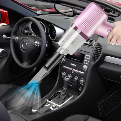 Handheld Car Vacuum Cleaner, Portable Cordless Car Vacuum, Rechargeable Compressed Air Duster, Strong, Low Noise, Long Lasting Battery, Vacuum Cleaner for Car, Office, Desktop Home (B) - 2