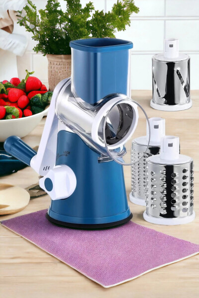 Handheld Vegetable Chopper Slicer Kitchen Drum Cheese Nut Walnut Grinder 3 Blade Grater Set - 6