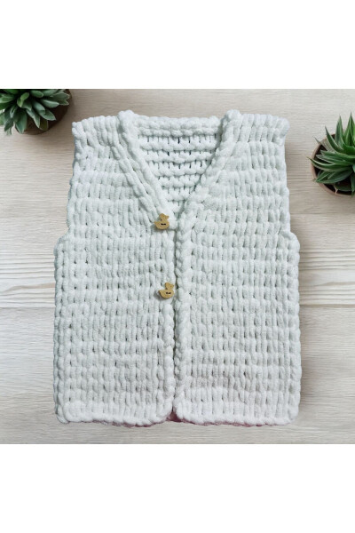 Handmade Baby Cardigan - White 