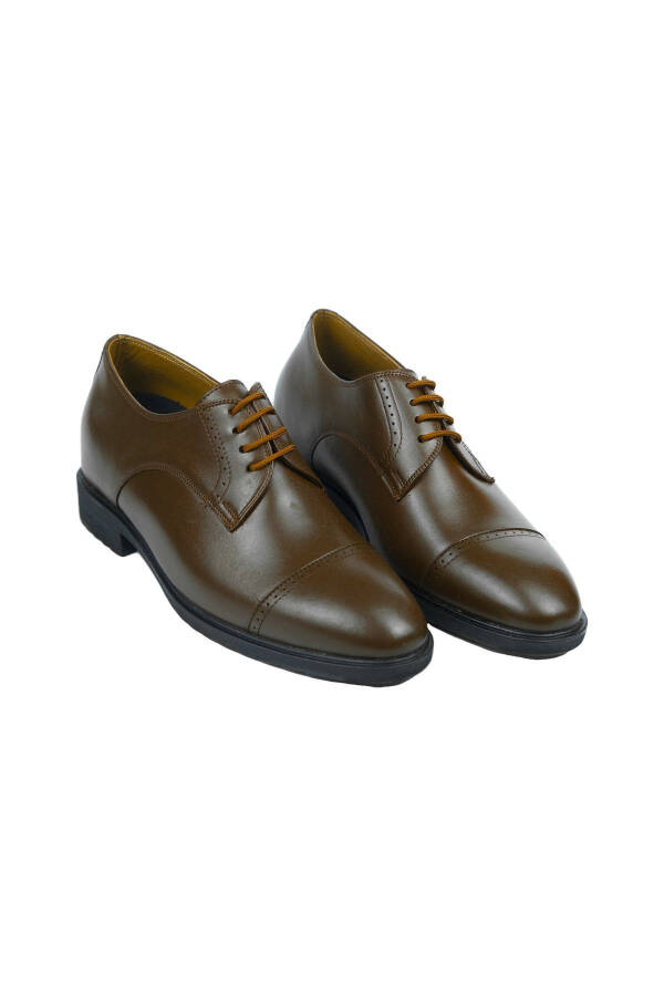 Handmade Brown Oxford Men's Shoes with Hidden Heel for Groom, Height Increasing 7/9 Cm - 8