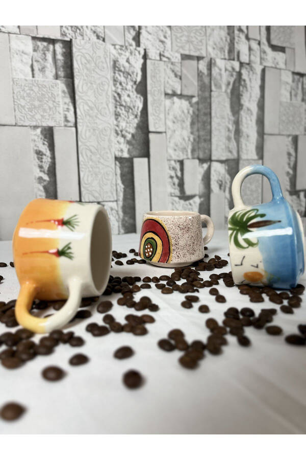 Handmade Ceramic 3-Piece Coffee Cup Set 225 ML Ceramic Mug Set - 3