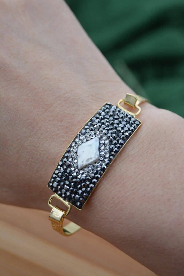 Handmade Custom Design Bracelet with Real Pearls and Zircon Stones - 8