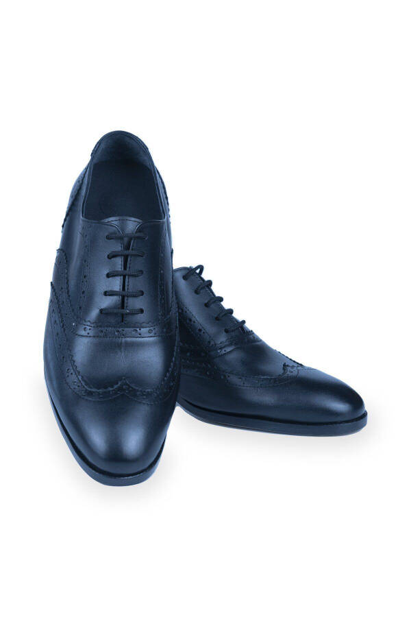 Handmade Genuine Leather Brogue Model Men's Shoes with Hidden Heel for Height Increase, 7/ 9 Cm - 9