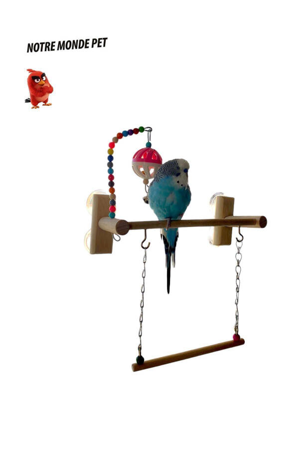 Handmade Wooden 4 Suction Cup Playground Ball with Bell Swing - 5