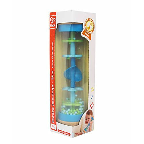 Hape Boncuk Yağmur Damlaları | Mini Ahşap Müzikli Salla ve Çıngırak Yağmur Yapıcı Oyuncak, Mavi, Model Numarası: E0328B, L: 2, W: 2, H: 7.9 inç - 12