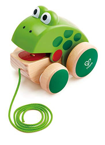 Hape Kurbağa Çekme Oyuncağı | Ahşap Kurbağa Sinek Yiyen Çekme Bebek Oyuncağı, 4.6 x 3.3 x 3.8 inç, Yeşil - 32