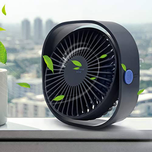 HARPAT Mini USB Desk Fan 3 Speed Personal Small Desktop Table Quiet USB Fan for Home Office Car Outdoor Travel (Blue) - 1