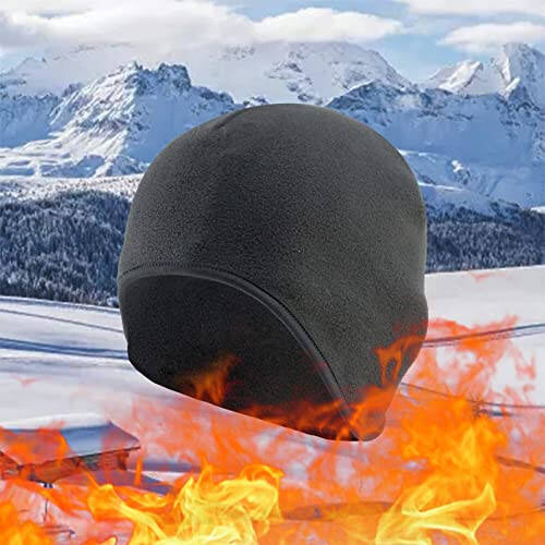 Hatop Unisex Winter Skull Cap Thermal Running Beanie Hats for Men Women Hats Helmet Liner Cold Weather with Ear Cover, Gray-02, One Size - 2