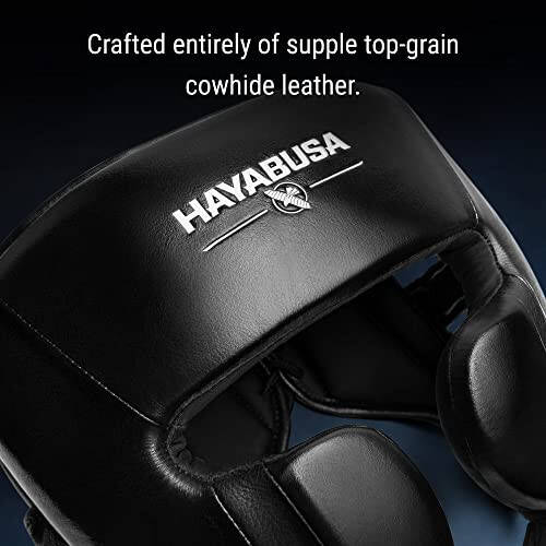 Hayabusa Pro Leather Boxing Headgear Adjustable - Black, One Size - 5