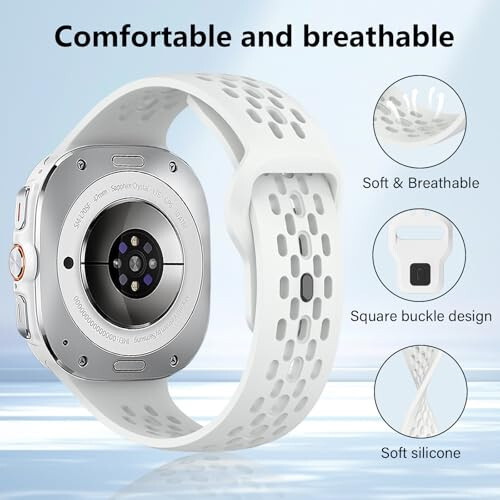 HAYONLIY Sport Breathable Bands Compatible with Samsung Galaxy Watch Ultra 47mm (2024), Silicone Wristband Waterproof Replacement Soft Silicone Strap for Women Men - 2