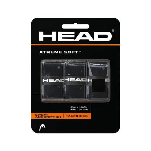 Head Xtreme Soft Racquet Overgrip Tennis Racket Grip Tape 3 Pack Black, White, Pack US - 1