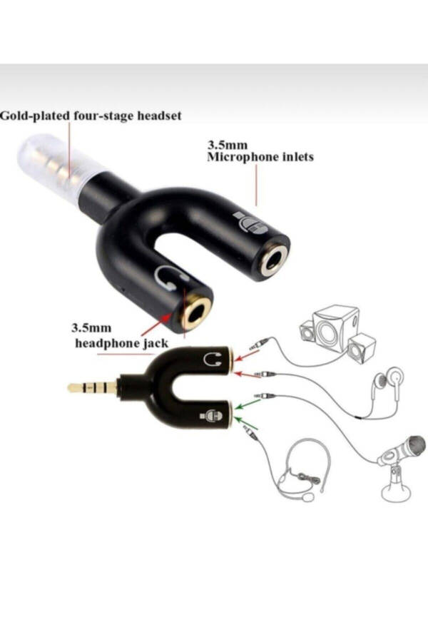 Headset Microphone Splitter Multiplexer 3.5mm Splitter Switch Stereo Converter - 3