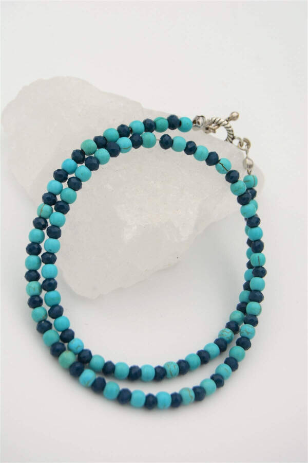 Healing Nazar necklace with Czech crystal and turquoise stones. - 3