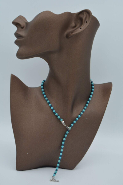 Healing Nazar necklace with Czech crystal and turquoise stones. - 4