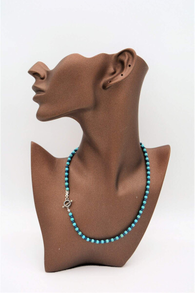 Healing Nazar necklace with Czech crystal and turquoise stones. - 3