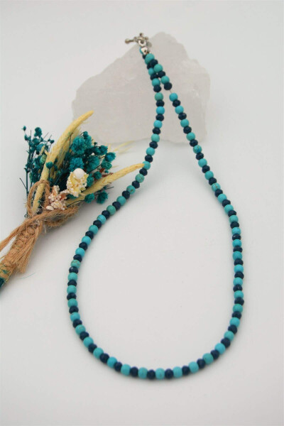 Healing Nazar necklace with Czech crystal and turquoise stones. - 7