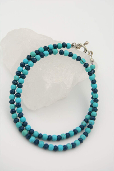 Healing Nazar necklace with Czech crystal and turquoise stones. - 12