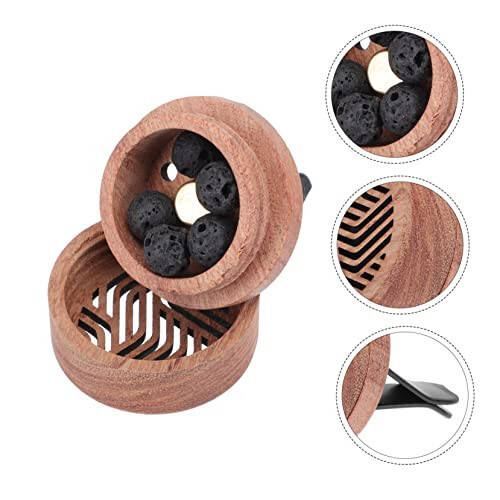 HEALLILY 1pc Aroma Diffuser Car Perfume Diffuser Home Wooden Perfume Oil Diffuser Oil Vent Clip Difusor Para Casa Essential Oil Accessories Stone Diffuser Stainless Steel Jewelry Air Outlet - 3