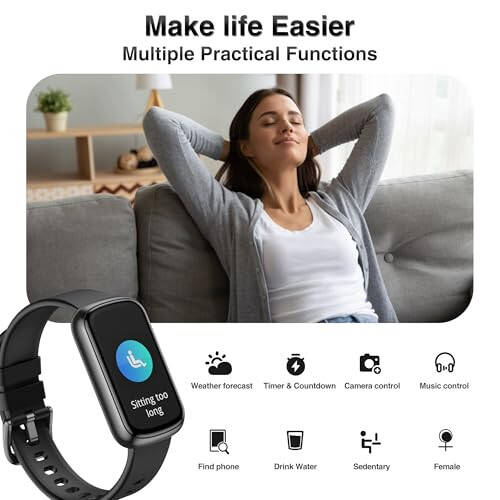 Health Fitness Tracker, Smart Watch with 24/7 Heart Rate Blood Pressure Blood Oxygen Monitor, Sleep Tracker, Calories & Step Tracker, IP68 Waterproof Activity Trackers for Android&iPhone Women Men - 4