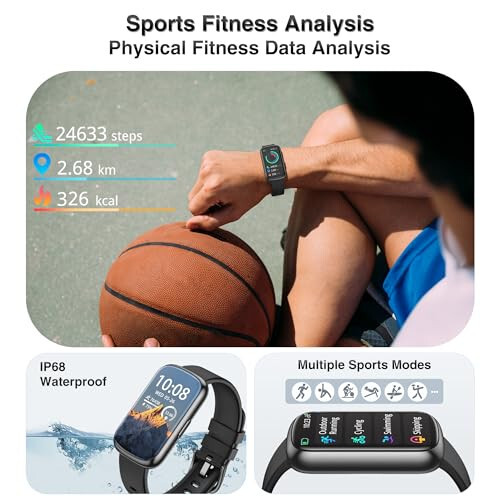 Health Fitness Tracker, Smart Watch with 24/7 Heart Rate Blood Pressure Blood Oxygen Monitor, Sleep Tracker, Calories & Step Tracker, IP68 Waterproof Activity Trackers for Android&iPhone Women Men - 6