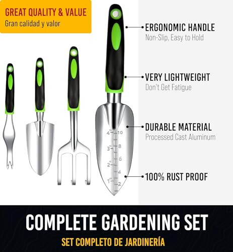 Heavy Duty Garden Tools 22 Pieces Set - Rust Proof, Durable Gardening Supplies - Ergonomic Gardening Hand Tools - Ideal Gardening Gifts for Women - 2