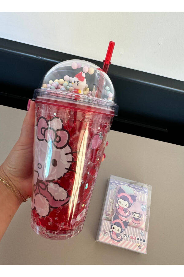 Hello Kitty and Mini Notebook Straw Cup, Water Bottle - Cold Drink Water Bottle, For Cocktail, Kids GIFT - 2