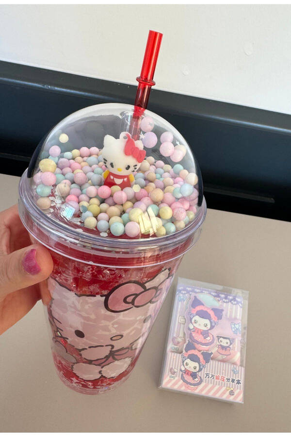 Hello Kitty and Mini Notebook Straw Cup, Water Bottle - Cold Drink Water Bottle, For Cocktail, Kids GIFT - 3